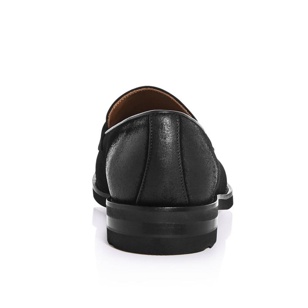 Bruno Magli Mens Bryan Burnished Toe Loafer Shoes 11 M Black Suede - Picture 3 of 5